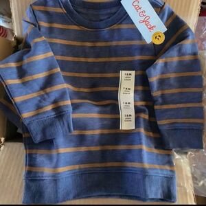 KCat & Jack Navy Blue and Brown Striped Crewneck Sweatshirt BUNDLE OF 5